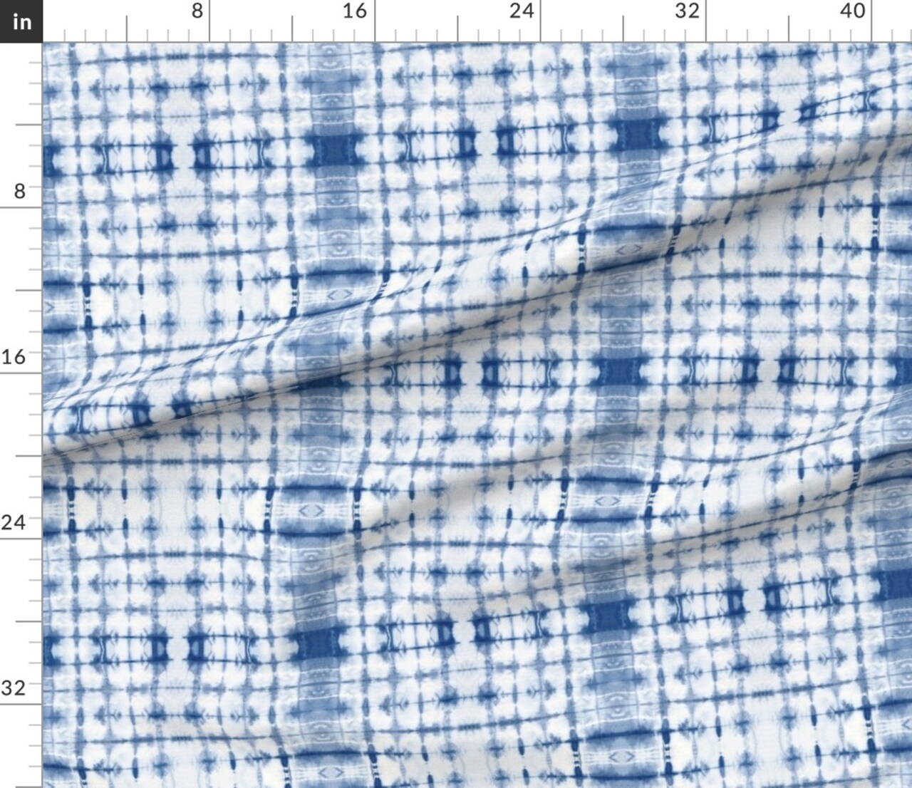 Indigo Shibori Geometric Squares Blue White Geo Traditional Japanese Japan Custom Printed Fabric by Spoonflower Various Fabrics by the Yard or Fat Quarter